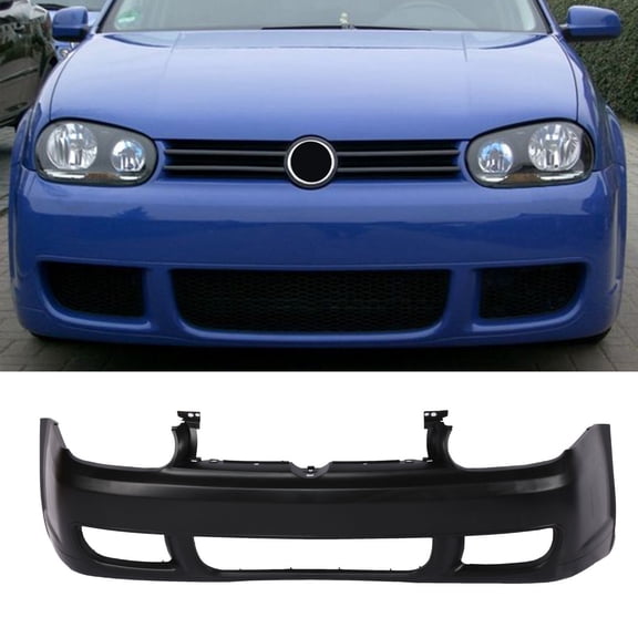 R32 Style Front Bumper Cover Unpainted Steel Mesh Fit 99-05 Volkswagen Golf MK4