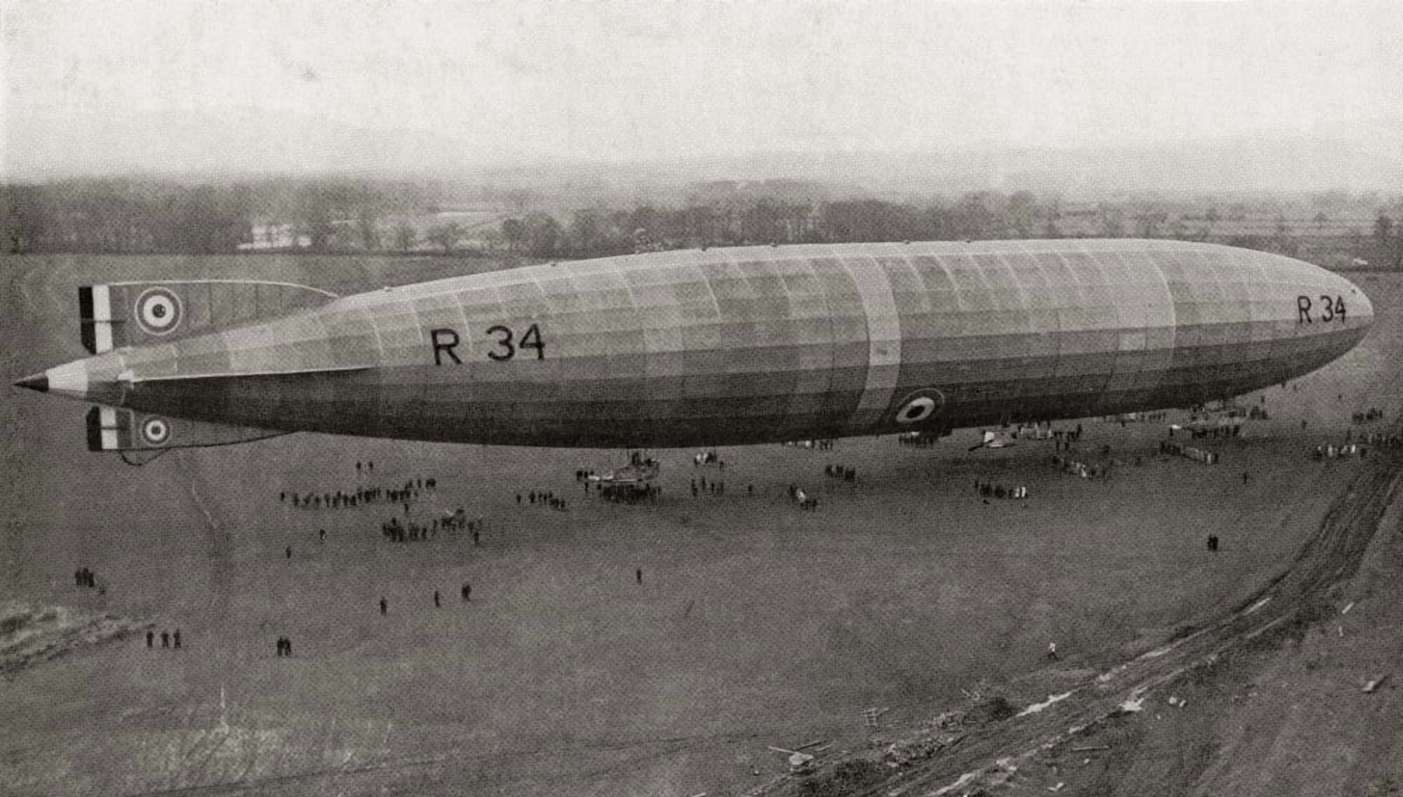 The R34 Rigid Airship The First Aircraft To Make An East-To-West Crossing Of The Atlantic Ocean On 6 July 1919 From The Year 1919 Illustrated Canvas Art - Ken Welsh Design Pics (40 x 22)