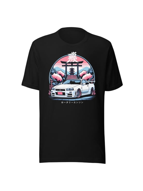 R34 Skyline GTR t-Shirt for JDM Fans 90s Japan Tuner Car Culture GT-R Tee (XS)