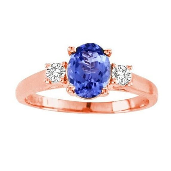 R3676-14R-TZ-64-vs-2 6 x 4 in. 14K Rose Gold Oval Tanzanite VS-2 Gemstone Ring