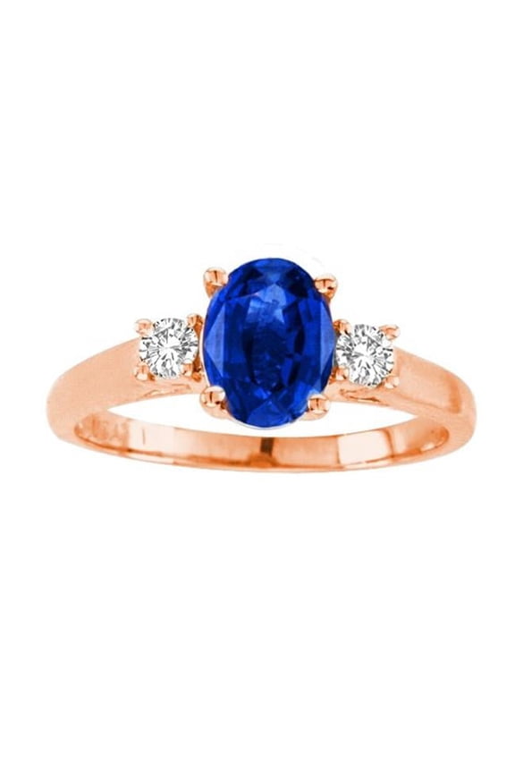 R3676-14R-sap86-si-2 8 x 6 in. 14K Rose Gold Oval Sapphire SI-2 Gemstone Anniversary Ring