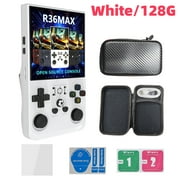 R36MAX open source handheld game console, 4.0-inch 3D large screen, GBA dual joystick, arcade nostalgia,white,128G