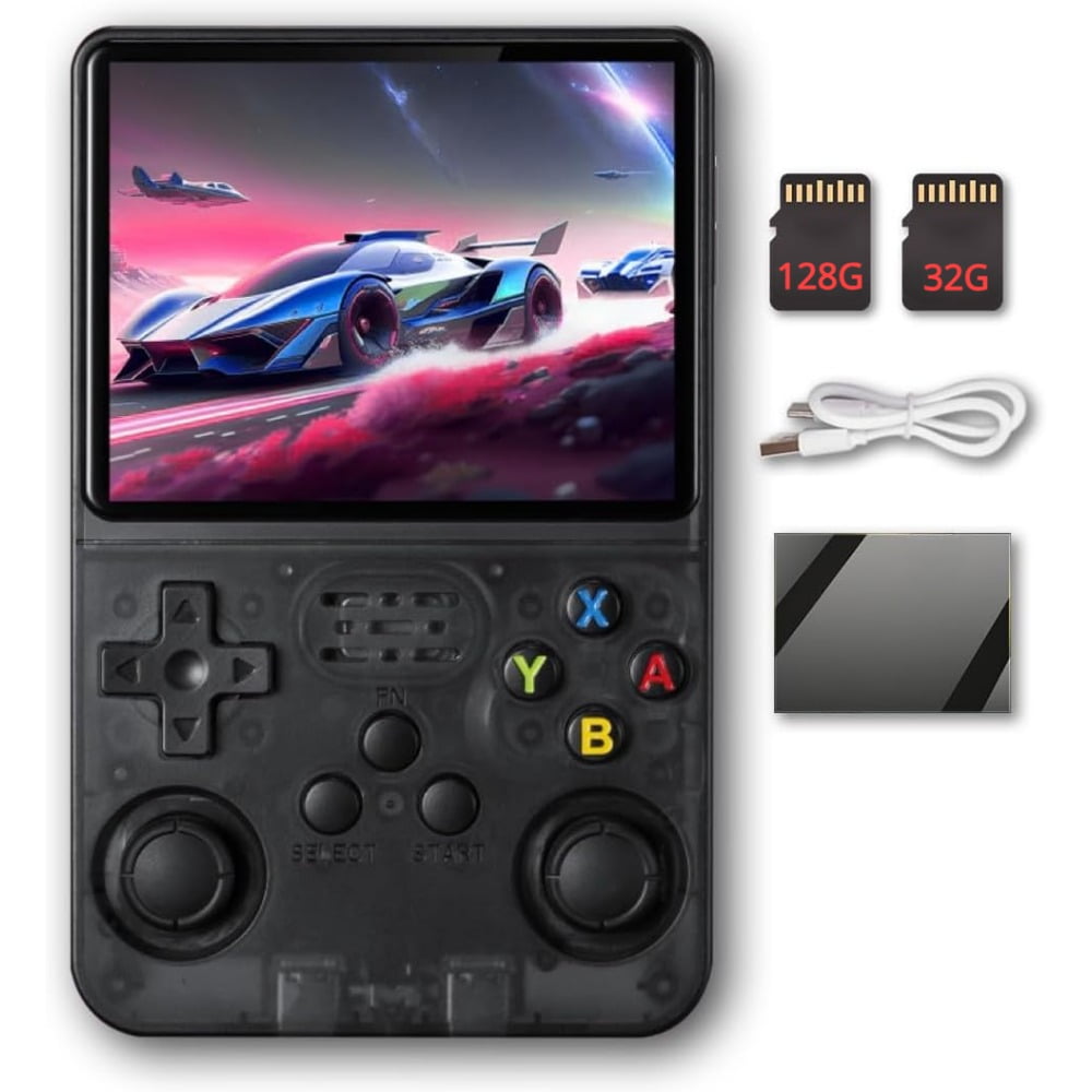 R36S Handheld Game Console 128G 20000+ Support Classic Games 3.5 inch  Preinstalled Emulator System Transparent Black 32GB+128GB - Walmart.com