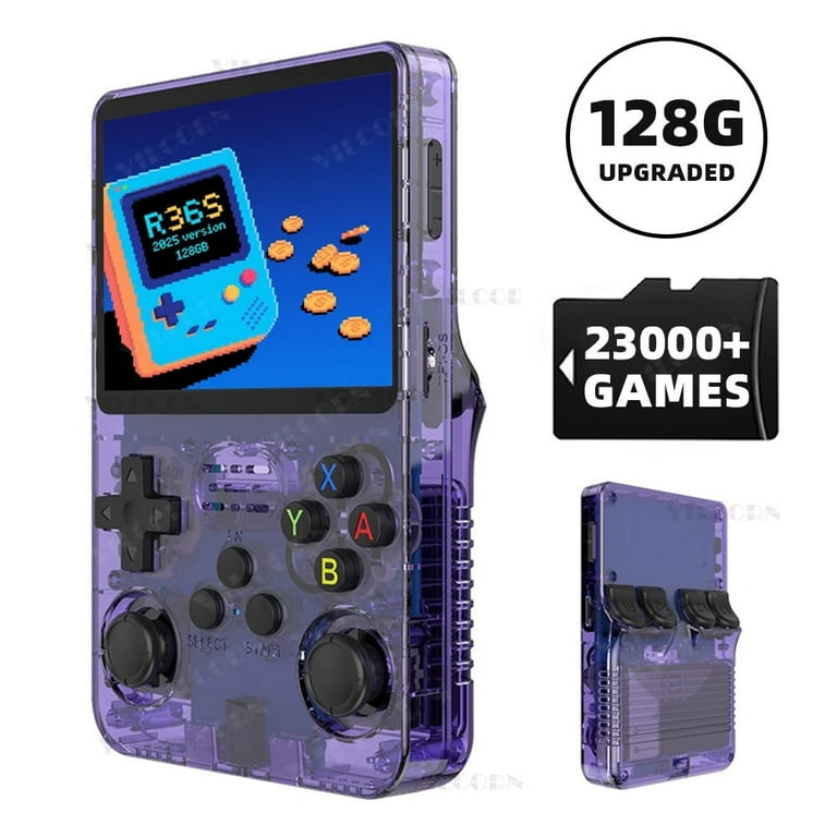 VILCORN R36S Handheld Video Game System 128G, Purple, for Gift
