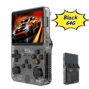 R36S Open Source Handheld Game Console, 3.5-inch 3D RGB screen, Dual Joystick, Arcade Nostalgia, Black, 64G