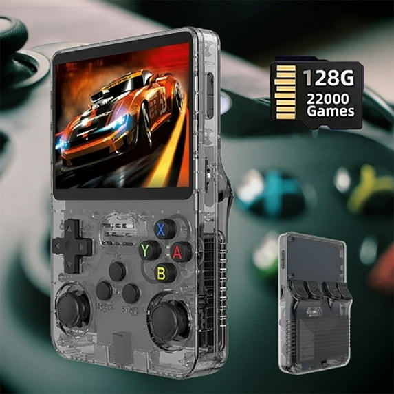 R36S Open Source Handheld Game Console with 3.5 Inch 3D Large Screen GBA Dual Joystick Arcade Nostalgia Black 128GB