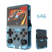R36S Open Source Handheld Game Console with 3.5 Inch 3D RGB Screen Dual Joystick Arcade Nostalgia Blue 64G