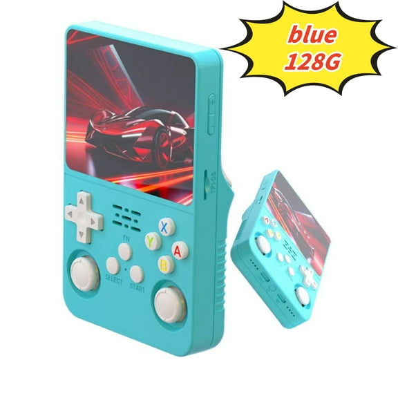 R36S open source handheld game console, large screen, large memory, large battery,blue-3,128G