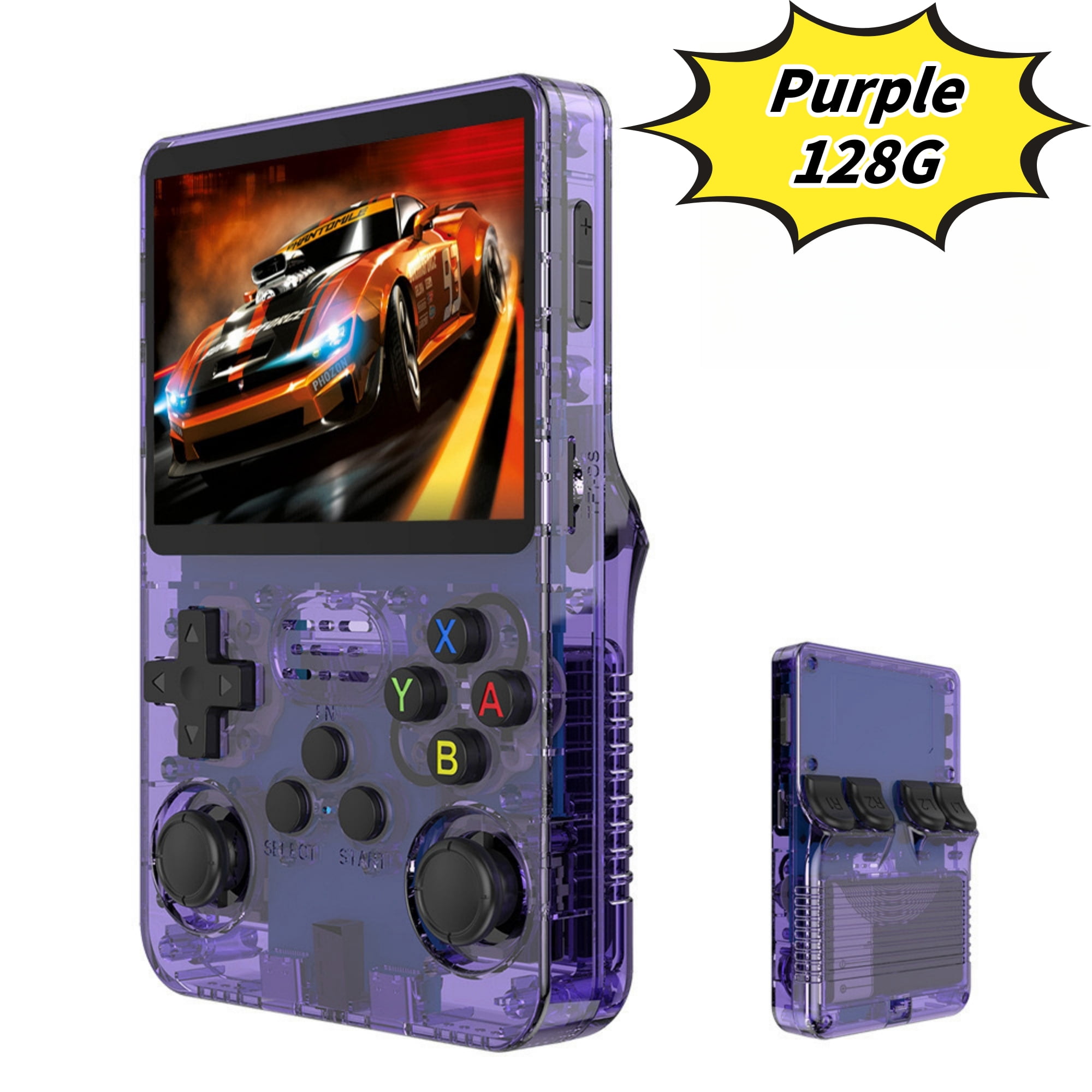 R36S open source handheld game console, large screen, large memory, large battery,purple,128G