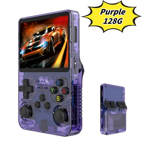 R36S open source handheld game console, large screen, large memory, large battery,purple,128G