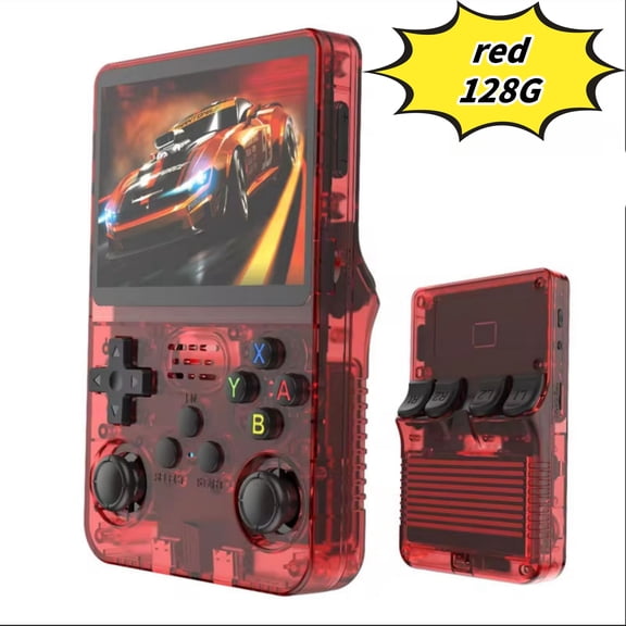 R36S open source handheld game console, large screen, large memory, large battery,red,128G