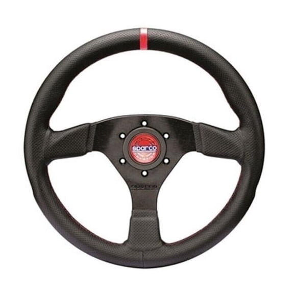 R383 Champion Black Leather & Red Stiching Steering Wheel