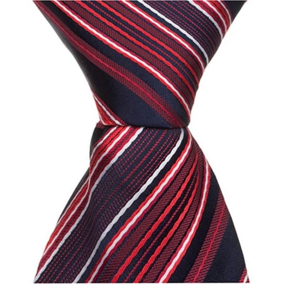 R4 - 48 in. Necktie - Black With Red & White Stripe, 12-14