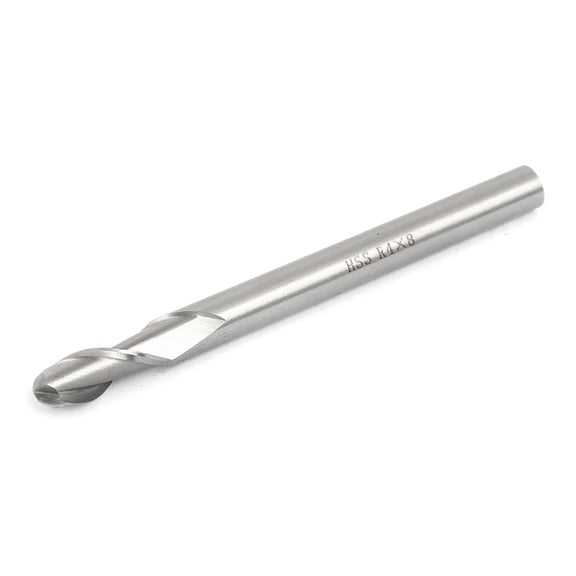 R4 Cutting Radius HSS Straight Shank 2 Flute Ball Nose End Mill 95mm Long