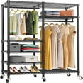 R4 Heavy Duty Rolling Garment Rack with Lockable Wheels 6 Tiers