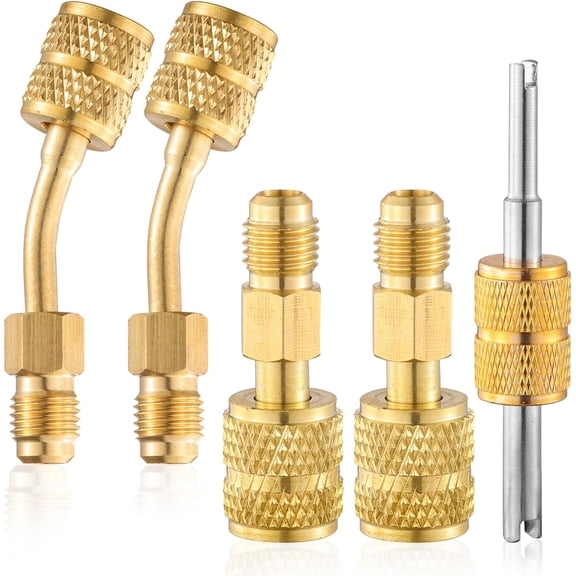 R410A Mini Split Adapters, Adapter Kit, Charging Vacuum Port Connector with 5/16" Female to 1/4" Male, Pump Adapters for HVAC Refrirant System