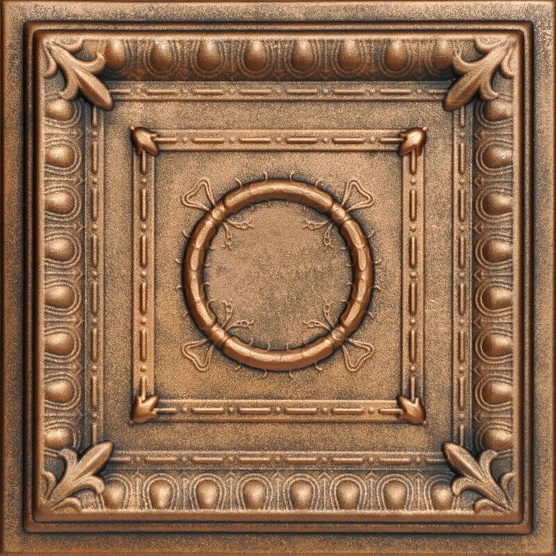 Antique Bronze Polystyrene Glue-Up Ceiling Tile, 1.6 ft x 1.6 ft