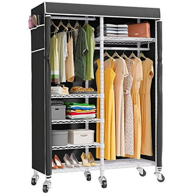 R4C Garment Rack Rolling 6 Tiers Heavy Duty Adjustable Wire Portable