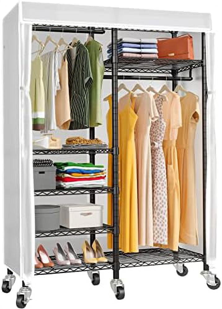 R4C Garment Rack Rolling Clothes Rack 6 Tiers Heavy Duty Adjustable