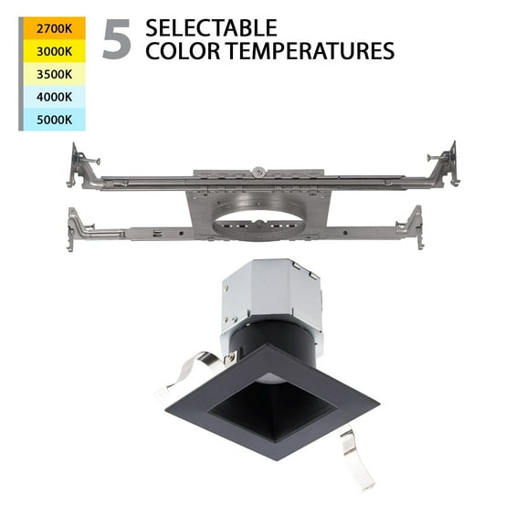 R4DSDN-F9CS-BK WAC Limited Pop-in - 12W 1 LED Square New Construction Recessed Kit-4.63 Inch Tall and 8.63 Inch Wide