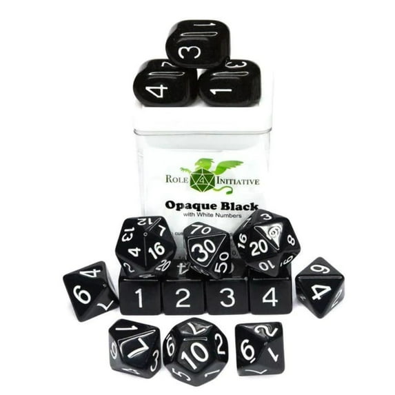R4I Dice w/Archd4: Opaque - Black w/White (15)