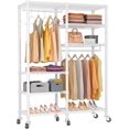 R4i Heavy Duty Portable Closets Garment Rack Adjustable Rolling Clothes