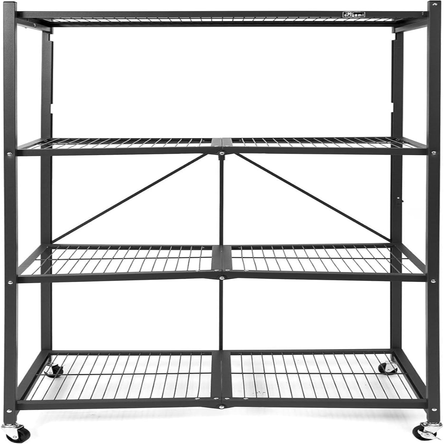 R5 Foldable 4Tier Garage Shelving Heavy Duty Shelving with Wheels
