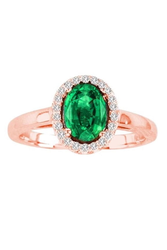 R50916-14R-EM-75-vs2 7 x 5 in. 14K Rose Gold Oval Emerald Vs2 Gemstone Ring