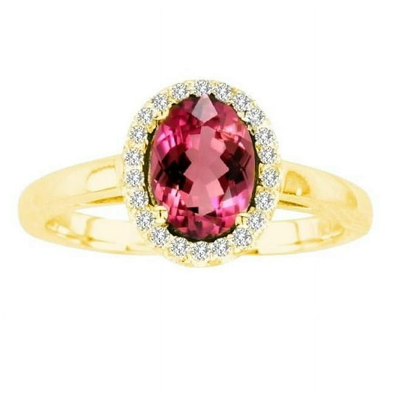 R50916-14Y-RB-64-i-1 6 x 4 in. 14K Yellow Gold Oval Rubilite I-1 Gemstone Ring