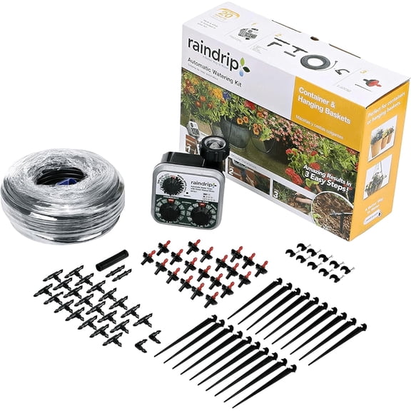 R560DP Drip Watering System, Automatic Irrigation System with Timer for Containers and Hanging Baskets, Waters up to 20 Plants, Includes Drippers,