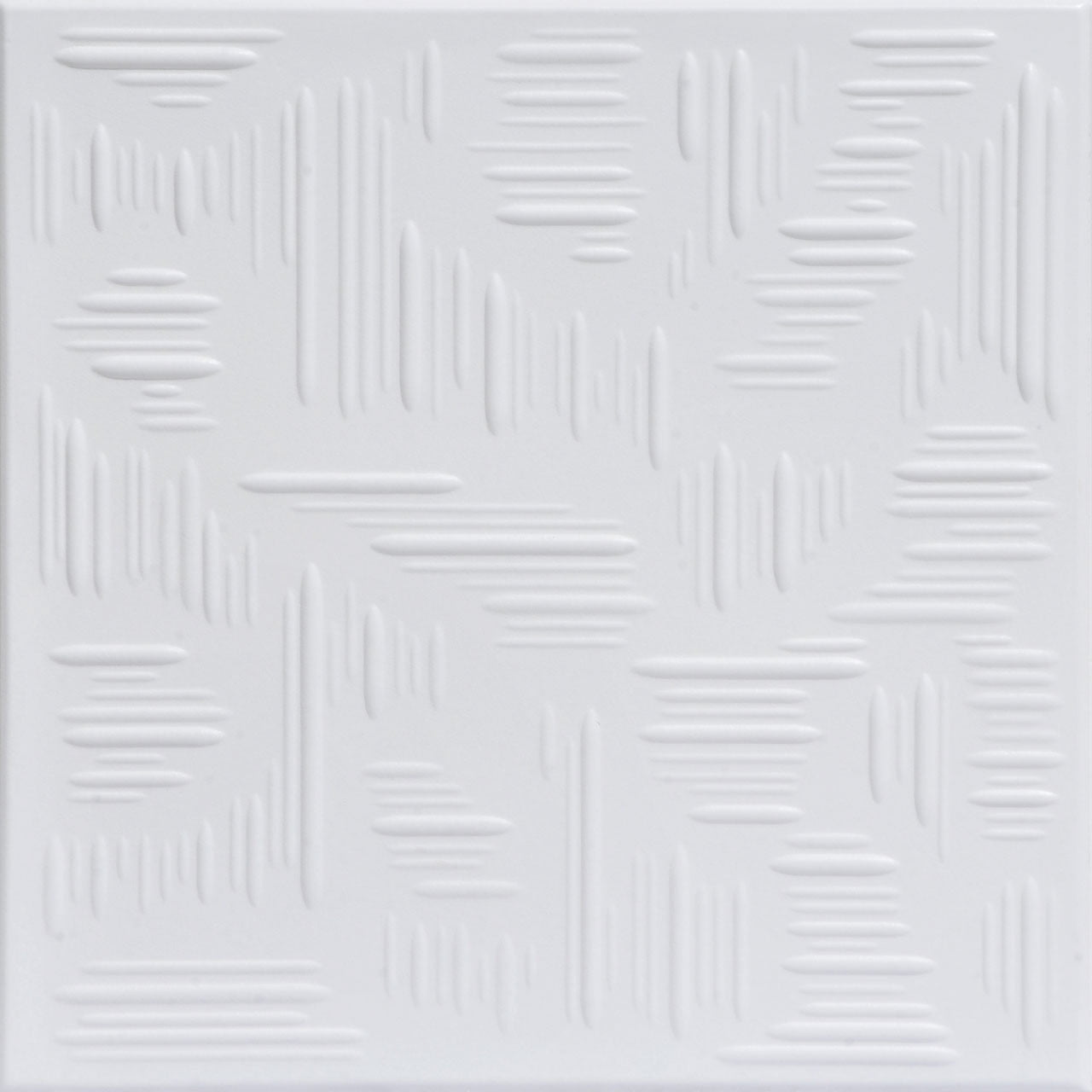 Ultra Pure White Faux Tin Glue-Up Ceiling Tile, 2x2 ft