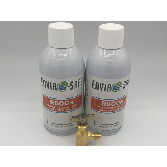 R600a Refrigerant - 2 6oz Cans - Self Sealing- R600a for HVAC for Use
