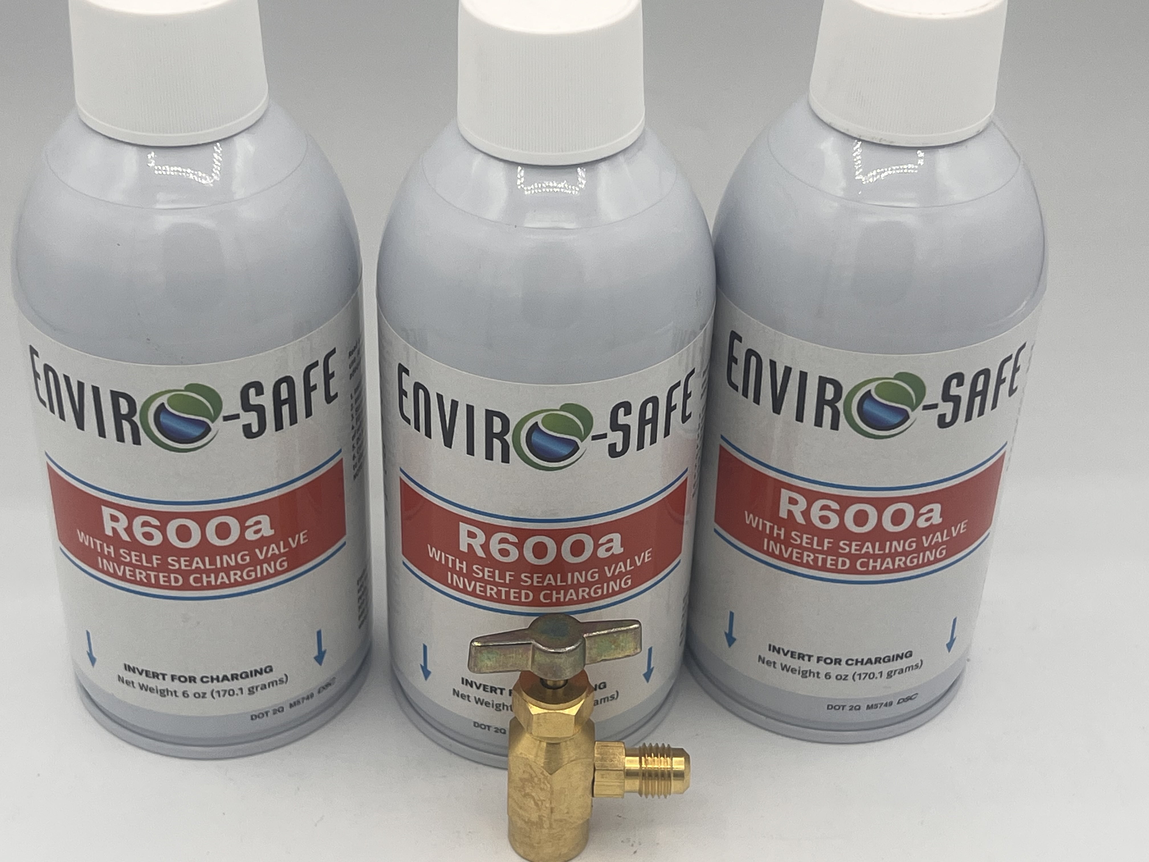 R600a Refrigerant -3 Cans and Brass Tap- Self Sealing- R600a for HVAC for Use