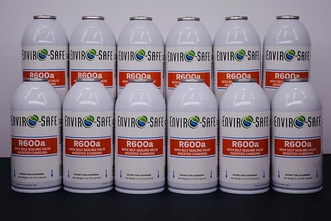 R600a Refrigerant - Case of 12 6oz Cans - Self Sealing- R600a for HVAC for Use