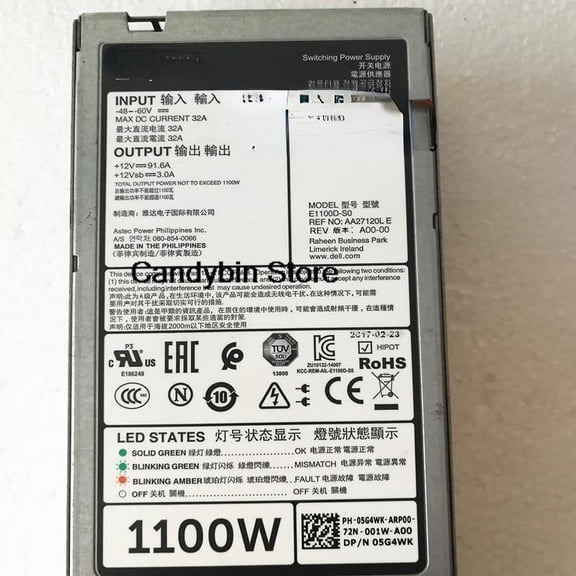 R620 R720 R520 NX3200 1100W DC power supply 5G4WK Y1MGX