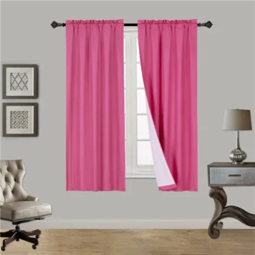 Hot pink R64 1 panel solid lined foam backing blackout window curtain treatment drape rod pocket matte smooth fabric 37"wide x63"long