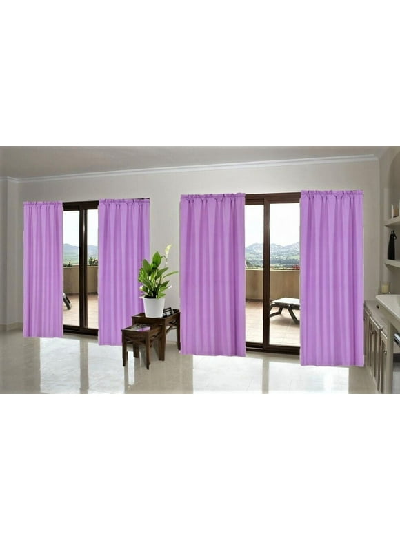 R64 1 piece solid insulated foam backing lined thermal blackout window curtain panel treatment drape with top rod pocket matte smooth shade 63" lilac color room décor