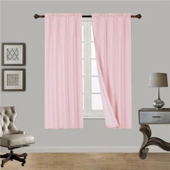 Pink R64 1 panel solid lined foam backing blackout window curtain treatment drape rod pocket matte smooth fabric 37"wide x63"long