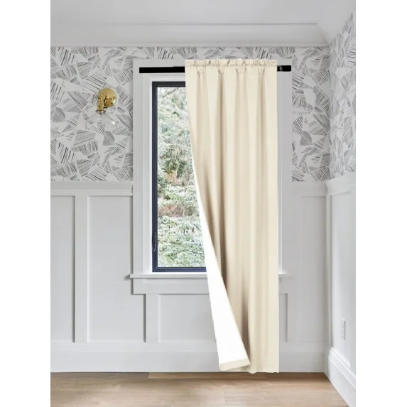 Gorgeous Home Linen Ivory 1 Panel Solid Lined Backing Window Curtain Drape Rod Pocket Matte 35"Wide x 84"Long
