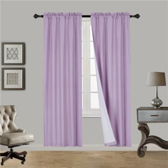 Lilac R64 1 panel solid lined foam backing blackout window curtain treatment drape rod pocket matte smooth fabric 37"wide x84"long