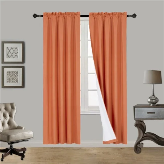 Brick Rust R64 1 panel solid lined foam backing blackout window curtain treatment drape rod pocket matte smooth fabric 37"wide x95"long