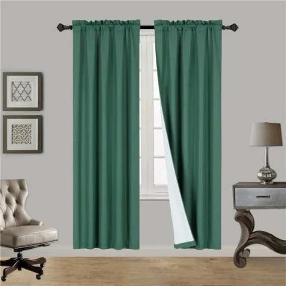 Hunter Green R64 1 panel solid lined foam backing blackout window curtain treatment drape rod pocket matte smooth fabric 37"wide x95"long