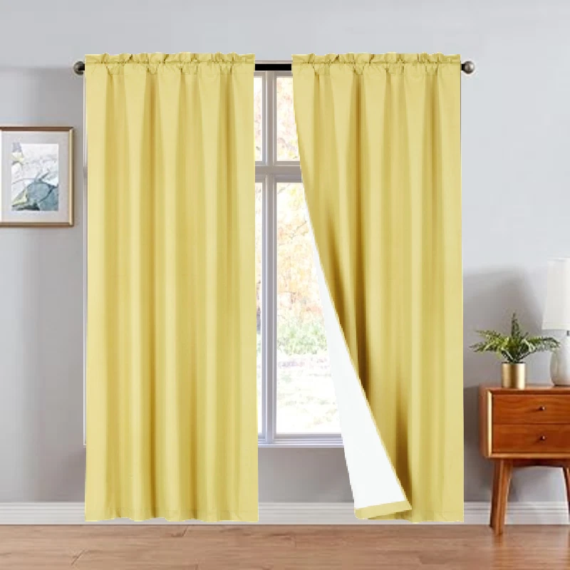 R64 2 piece solid insulated foam backing lined thermal blackout window ...