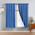 thumbnail image 1 of R64 2 piece solid insulated foam backing lined thermal blackout window curtain panel treatment drape rod pocket top matte smooth in different sizes 63" royal blue, 1 of 5
