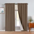 thumbnail image 1 of R64 2 piece solid insulated foam backing lined thermal blackout window curtain panel treatment drape rod pocket top matte smooth in different sizes 84" Brown, 1 of 5