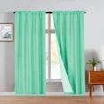thumbnail image 1 of R64 2 piece solid insulated foam backing lined thermal blackout window curtain panel treatment drape rod pocket top matte smooth in different sizes 84" mint, 1 of 5