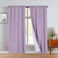 thumbnail image 1 of Lilac R64- 2pc set solid matte smooth foam backing lined light filtering up to 65% blackout window curtain panel treatment drape rod pocket top in size 37"w x95" long each pc, 1 of 5