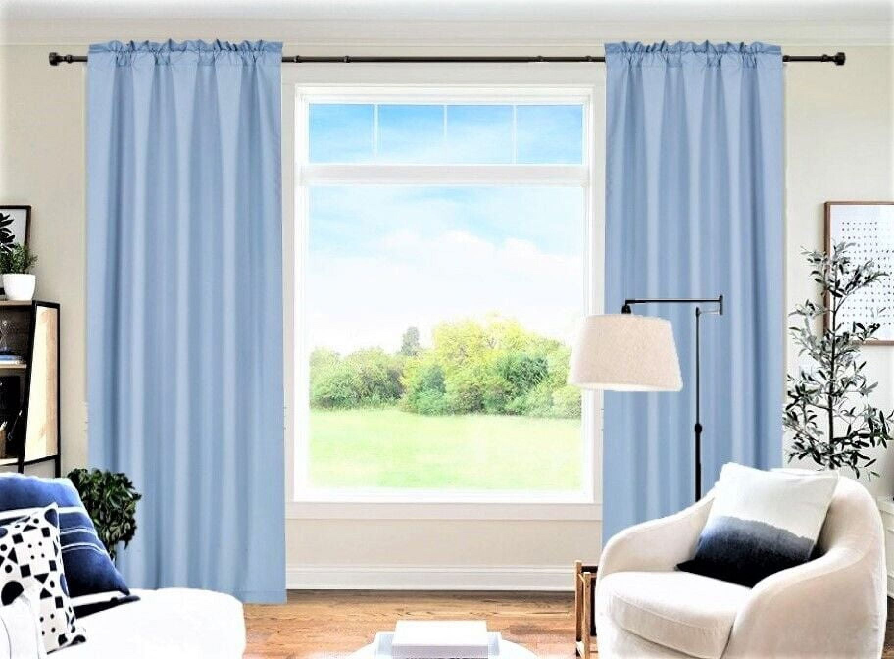 "R64 Light Blue Blackout Curtain Set, 100 Privacy, 2 Rod Pocket Panels
