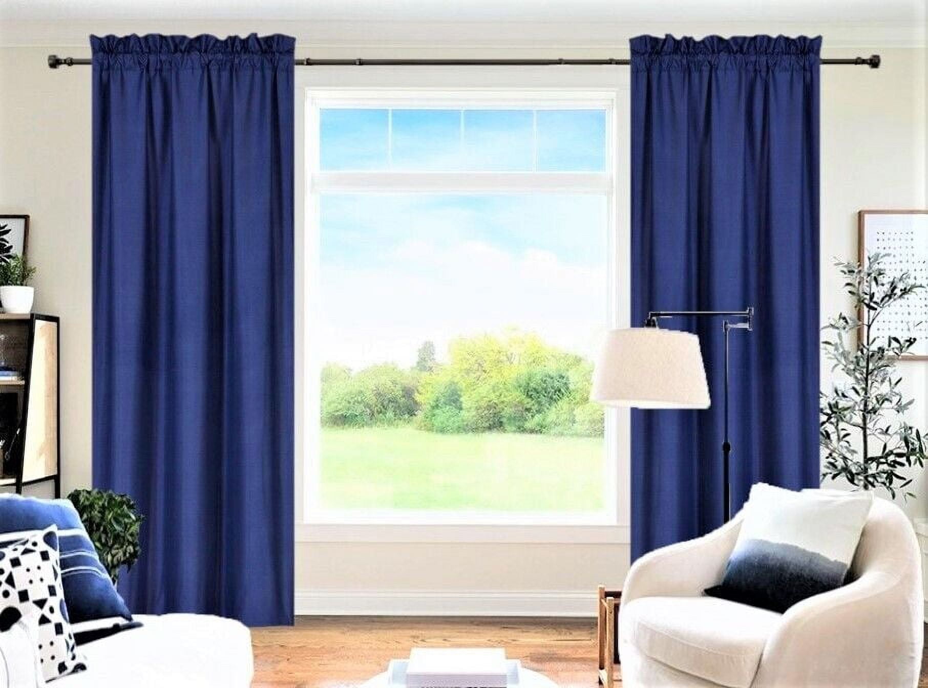 R64 NAVY 100% priivacy light filtering panels blackout window dressing curtain Set, of Two (2) Lined Rod Pocket Panels 37"W X 84"L Each