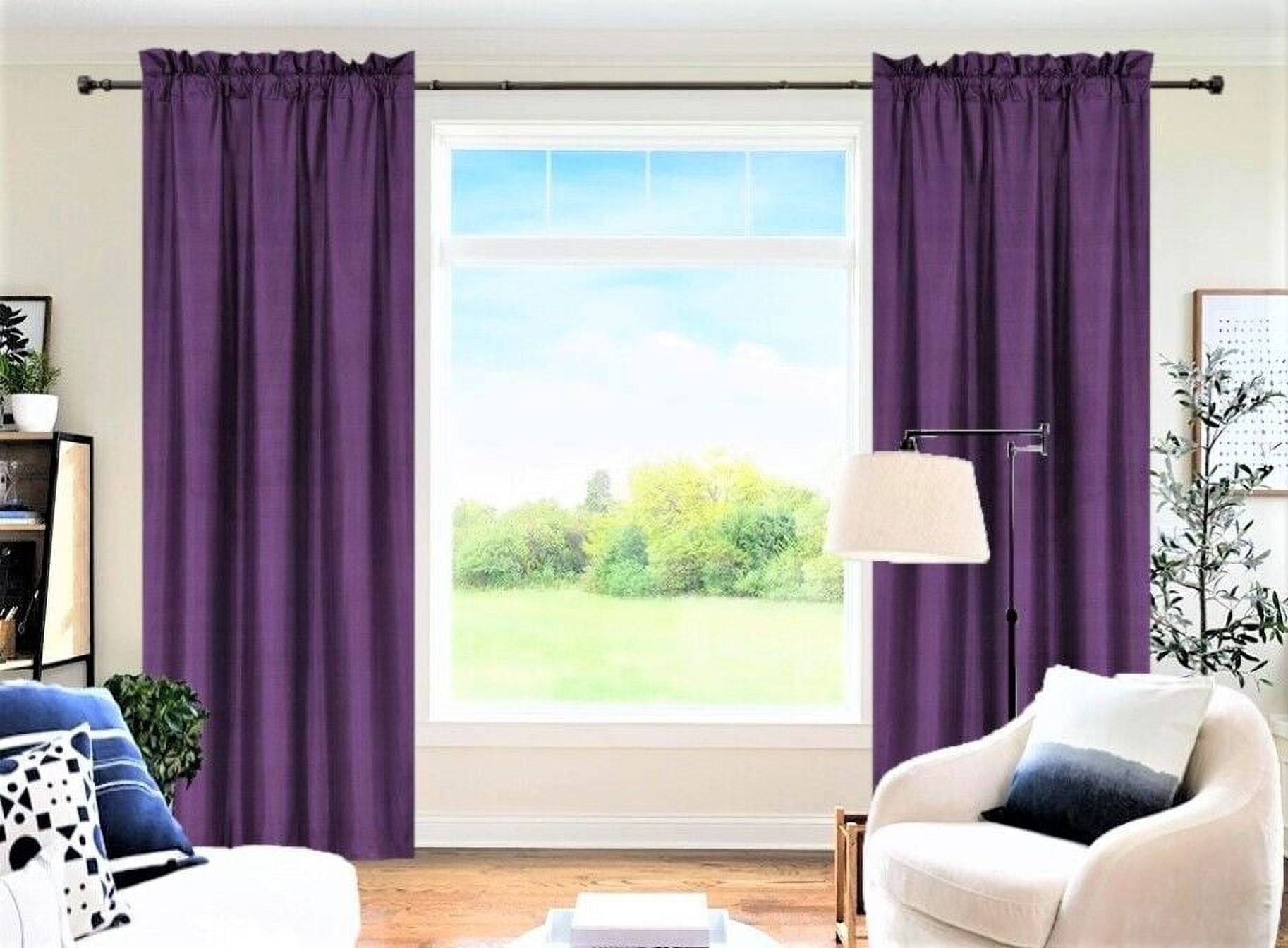 R64 PURPLE 100% priivacy light filtering panels blackout window dressing curtain Set, of Two (2) Lined Rod Pocket Panels 37"W X 84"L Each